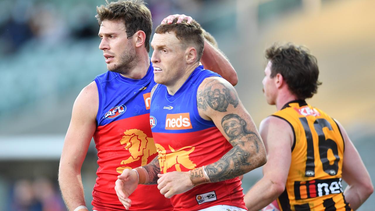 Grant Birchall’s future is yet to be decided as Mitch Robinson looks set to return to the Lions. Picture: AFL Photos/Getty Images