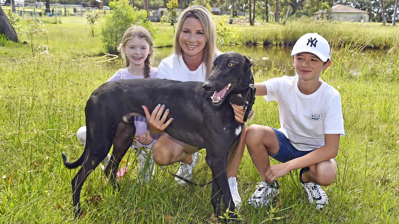 Caption: Scarlett Donaldson, Chrystal Hensing and Jett Donaldson with National Derby hopeful Try Catch Jett. Photo: Pics: Steve Whalland