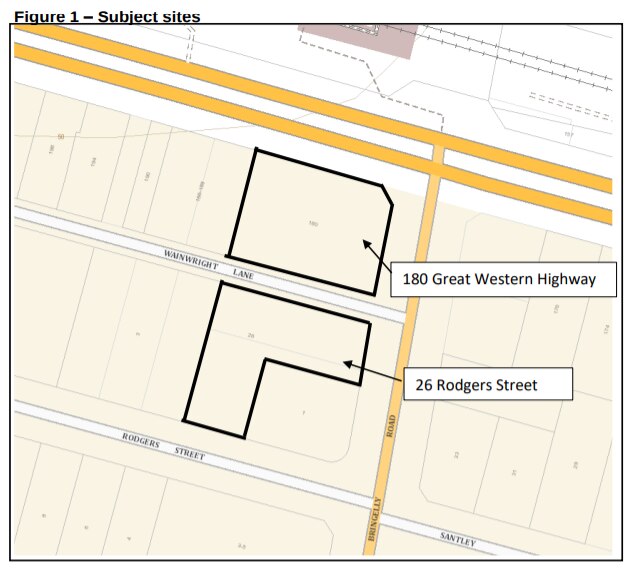 A plan of where the two new buildings will be.