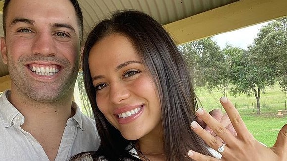 Maria Glinellis shows off her engagement rock.