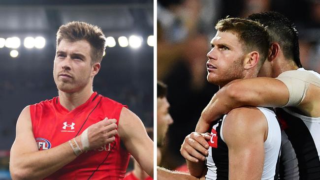 Zach Merrett and Taylor Adams are out of Anzac Day. Photo: Getty Images