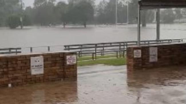 Flooding at Norths Rugby Club's Hugh Courtney Oval. Picture: Contributed