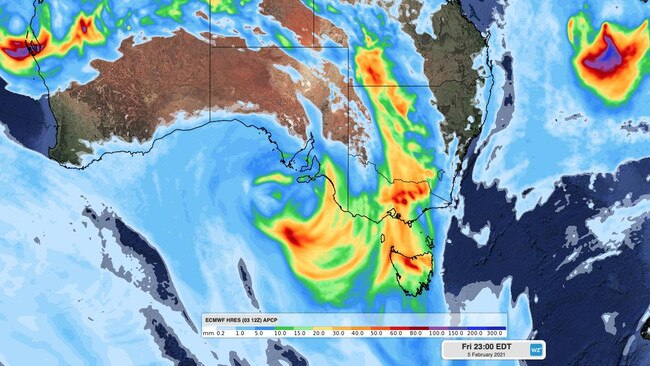 Severe weather warning over Tasmania. Source: Weatherzone