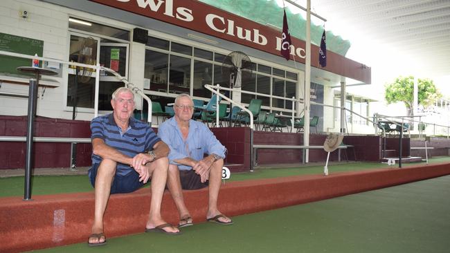 Bowen Bowls Club president Gus Munro and vice president Peter Bruce were disappointed to discover thousands of dollars had been stolen from the club's safe. Photo: Elyse Wurm
