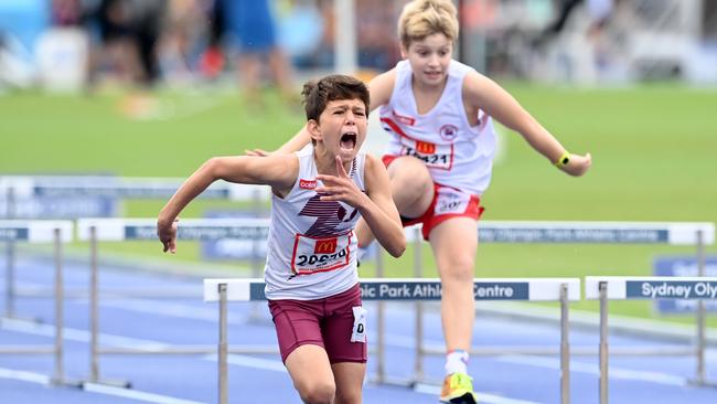 Emerson Ayres from Manly Warringah in the U10 60m Hurdles.