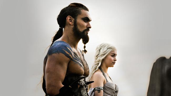 Khal Drogo (Jason Momoa) and Daenerys Targaryuen aka Khaleesi (Emilia Clarke) in Game Of Thrones.