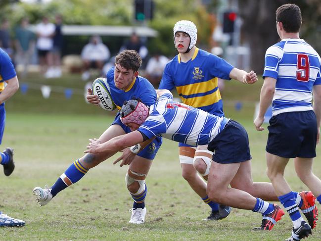 Action from the GPS first XV rugby match between Nudgee College and Toowoomba Grammar School. Photo:Tertius Pickard