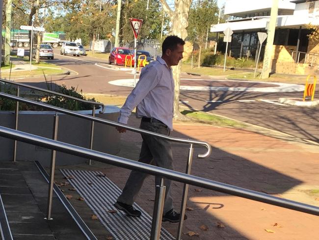 Luke Anthony Woods leaves Wyong Local Court after pleading guilty to his fifth drink-driving offence.