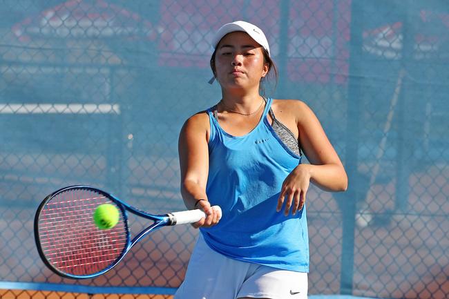 Action from the International Tennis Federation junior tournament at KDV on the Gold Coast. Picture: Tertius Pickard