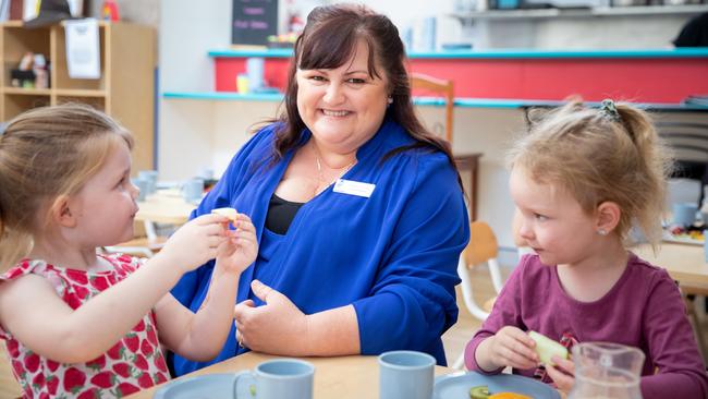 Healthy eating at Sesame Lane Care and Kindergarten. Food Services Co-ordinator Tiffany Turner.