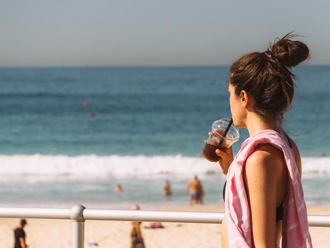 BONDI BEACH, SYDNEY: Crowds flocked to Bondi Beach on Monday 18 September, 2023 to enjoy the warm weather. Picture: Dean Tirkot/news.com.au