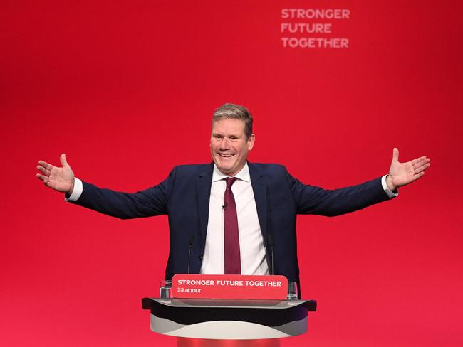Keir Starmer gives his keynote speech on the final day of the annual Labour Party conference. Picture: AFP