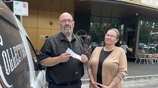 The Collector's Coffee House's Harold and Deb Shugg have copped a string of parking fines from Whitehorse Council for their van parked out the front of their cafe. Picture: Kiel Egging.