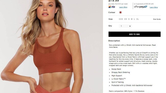 Queensland-based activewear company Lorna Jane claimed their new range of LJ Shield tops and pants could protect wearers from viruses.