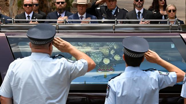 A guard of honour for Constable Rachel McCrow and Constable Matthew Arnold on Wednesday. Picture: Getty Images