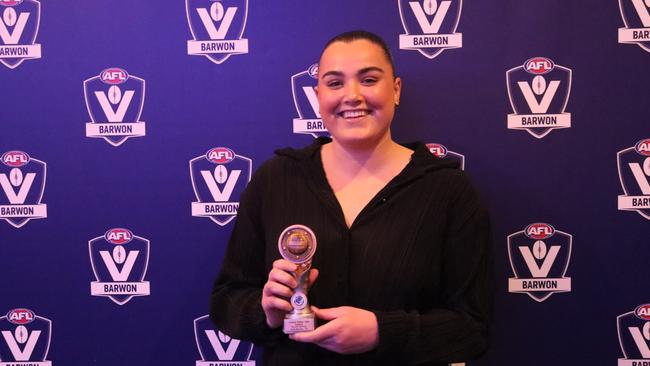 Ellen Doyle with her Hotshot award. Picture: AFL Barwon