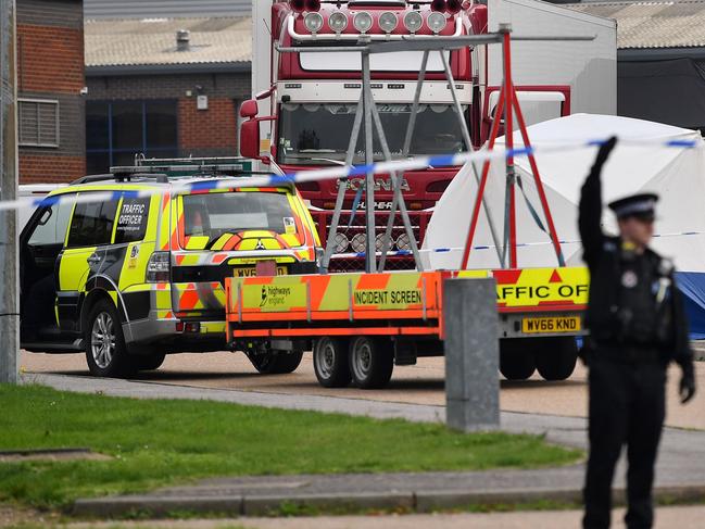 British police at the crime scene in Essex. Picture: AFP