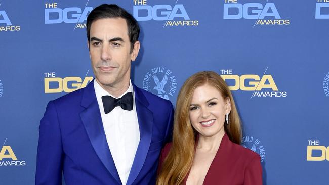 FILE - APRIL 05: Actors Sacha Baron Cohen and Isla Fisher announced their divorce on social media after 13 years of marriage. HOLLYWOOD, CALIFORNIA - FEBRUARY 02: (L-R) Sacha Baron Cohen and  Isla Fisher attend the 71st Annual Directors Guild Of America Awards at The Ray Dolby Ballroom at Hollywood & Highland Center on February 02, 2019 in Hollywood, California. (Photo by Frazer Harrison/Getty Images)