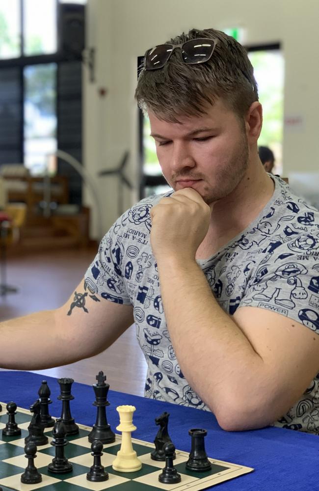 Dylan Locke plans his move at the Mackay Chess Open on May 14. Picture: Duncan Evans