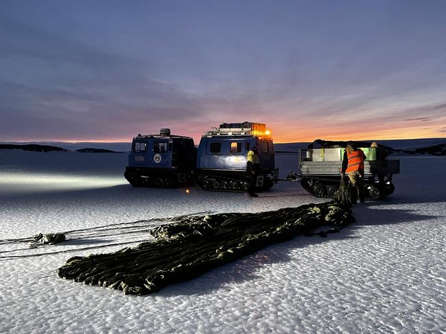 In all, there were 23 packages containing nearly 10 tonnes of supplies. Picture: Gemma Woldendorp/AAD