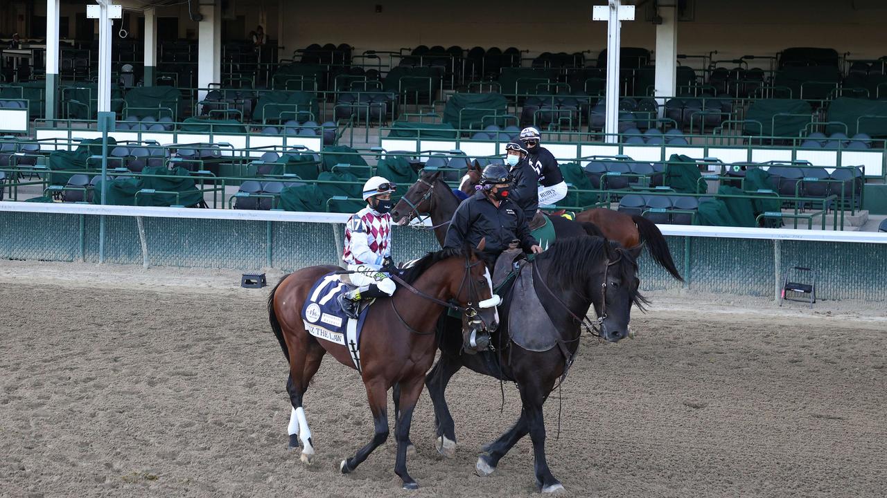 The Kentucky Derby attracted protesters and counter-protesters in their hundreds. Picture: Rob Carr