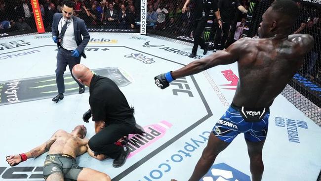 Israel Adesanya has absolutely destroyed Alex Pereira as he reclaimed his middleweight UFC title in a grudge match.