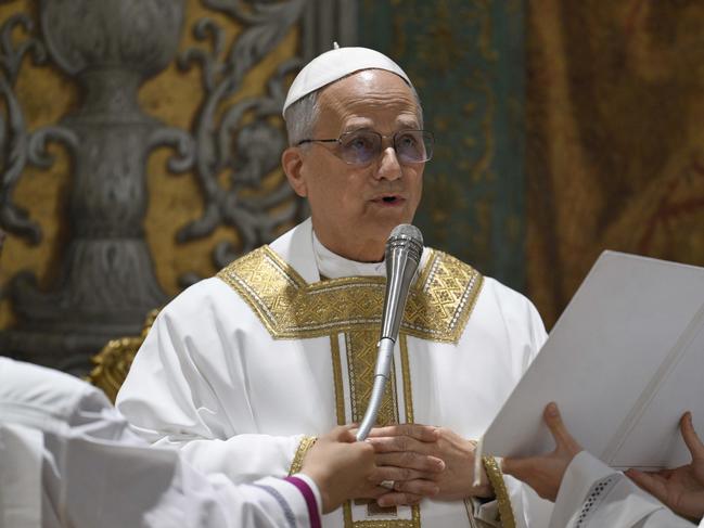 Pope Leo XIV delivered his first homily as pope. Picture: Vatican Media via AP