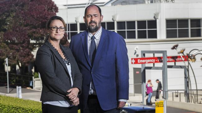 Braddon Labor MHR Justine Keay and Bass Labor MHR Ross Hart outside the Launceston General Hospital. Picture: CHRIS KIDD