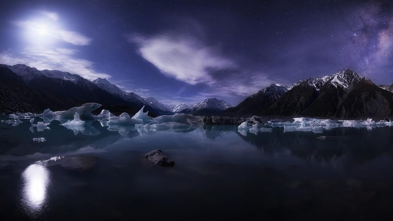 Tasman Lake in the Mackenzie Region at night. Picture: Supplied