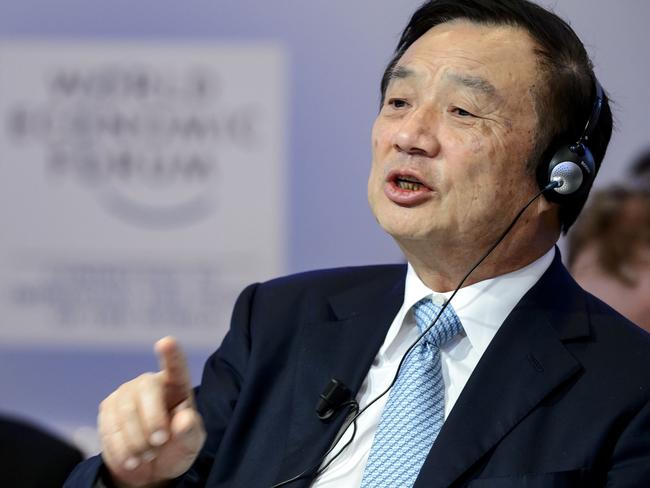 (FILES) This file picture taken on January 22, 2015 shows Huawei Founder and CEO Ren Zhengfei speaking during a session of the World Economic Forum (WEF) annual meeting in Davos. - The founder of Chinese telecom giant Huawei has hit back at US efforts to blacklist the company, saying defiantly that the world cannot do without Huawei and its "more advanced" technology. (Photo by FABRICE COFFRINI / AFP)