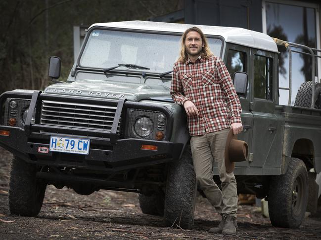 Adventurer Nick Jaffe with his Land Rover. Picture Chris Kidd