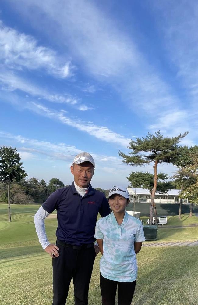 Queensland golfer Yuuki Takada (right) in Japan. Picture – Facebook/Yuuki Takada.