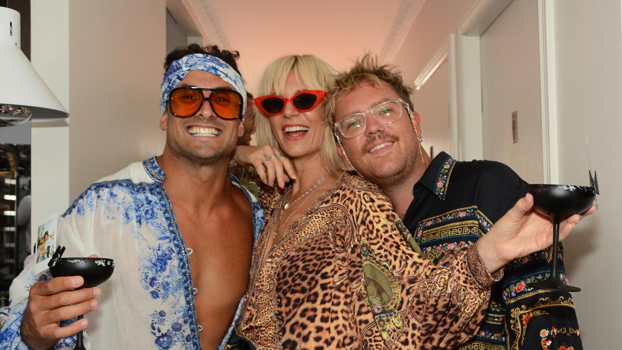 Ryan Fawzi, Ainsley Hutchence and Troy Freyee at Camilla fashion lunch at Maman, Burleigh Heads. Picture: Regina King.