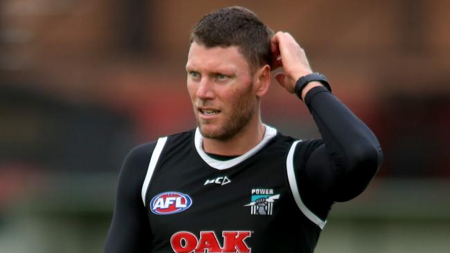 Brad Ebert during at Alberton Oval last week. Picture: AAP Image/Kelly Barnes