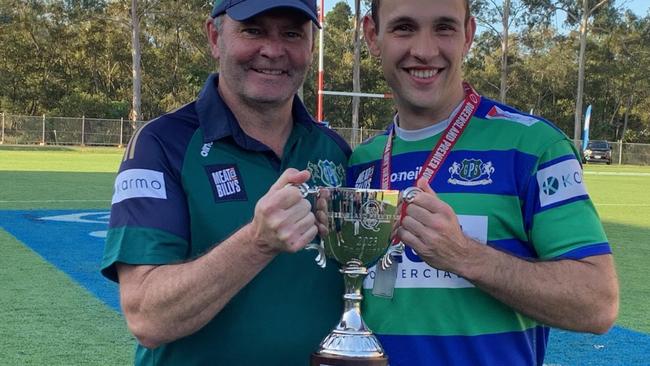 Nice family moment – coaching doyen Steve Meehan coached the GPS third grade side to Saturday's premiership, a side which included his son Jack.