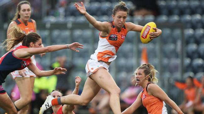 Giants Emma Swanson during Women's AFL match GWS Giants v Melbourne at Blacktown. Picture. Phil Hillyard