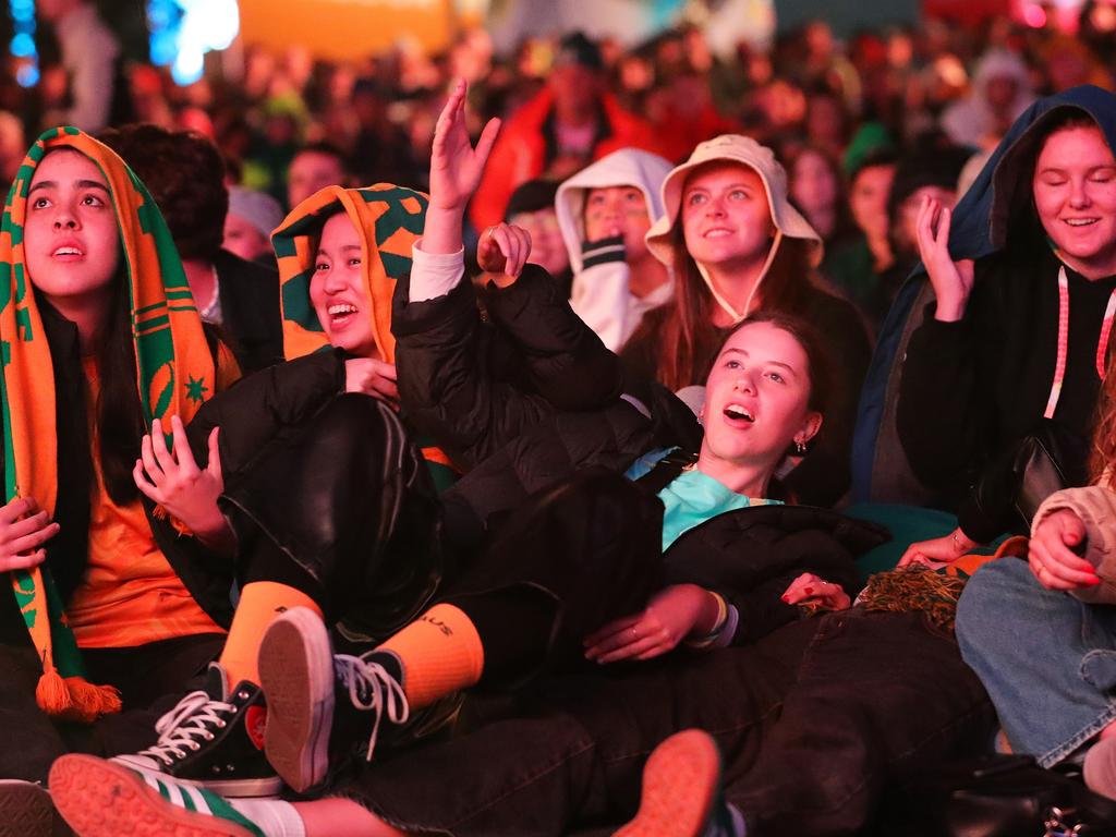 Fans flocked to watch the Matildas in the quarter-final. Picture: Roni Bintang/Getty Images