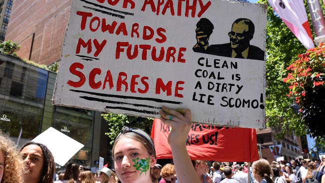 Port Kembla High School students join November’s climate change protest in Sydney. Picture: Dan Himbrechts/AAP