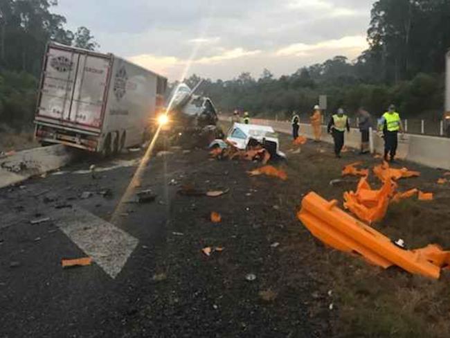 The truck driver escaped without injury. Picture: Frank Redwood