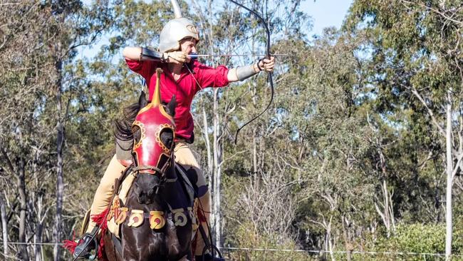Steph Batterham in action competing in the sport of horse archery. Photo: Contributed.