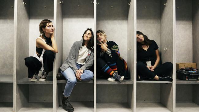 Drummer Stella Mozgawa (right) with her Warpaint bandmates, guitarists Emily Kokal and Theresa Wayman and bassist Jenny Lee Lindberg.