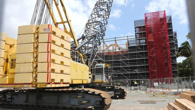 The James Cook University Cairns Tropical Enterprise Centre at the corner of Sheridan and Charles streets is on track for completion midway through 2025. Picture: Peter Carruthers