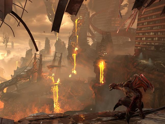 Doom Eternal is set in a ruined hellscape on Earth, following a demonic invasion. Picture: Screengrab from trailer.