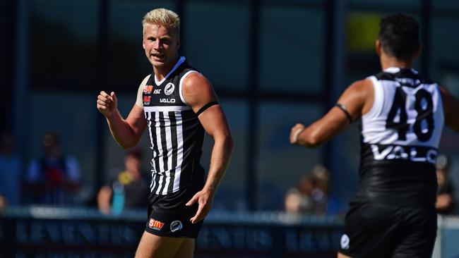 Ruckman in waiting Billy Frampton in action for Port in the SANFL.  Picture: Tom Huntley