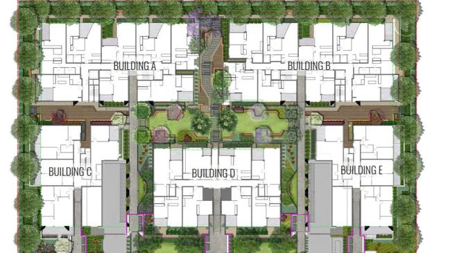 A site plan of the development