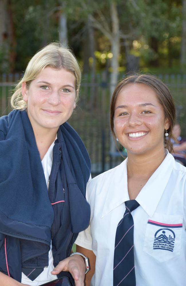 Mountain Creek State High School rugby league talents Gabby Poston and Aliera Chase. Picture: Matty Holdsworth