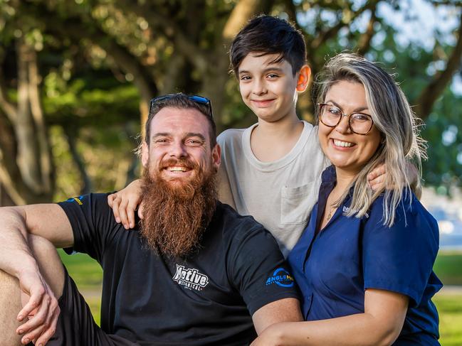 Beaudesert Case Study. First home buyers Aaron Heidke and his wife Kristy and son Josh, 10.Picture: Nigel Hallett