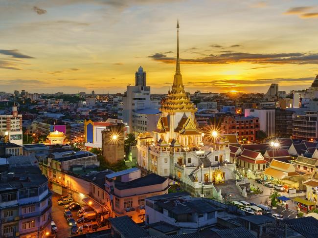 ESCAPE:  Cityscape of beautiful Wat Traimit or Temple of the Golden Buddha where the biggest solid golden Buddha statue is installed near the Chinatown , Bangkok , Thailand  Picture: Istock