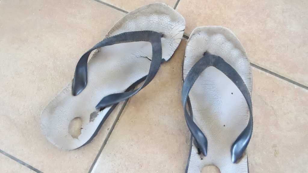 FOR SALE: Very well-trodden pair of Aussie thongs