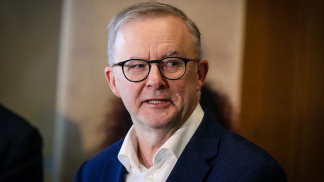 Prime Minister Anthony Albanese can’t see his radical global warming policy is now dead. Picture: Glenn Campbell